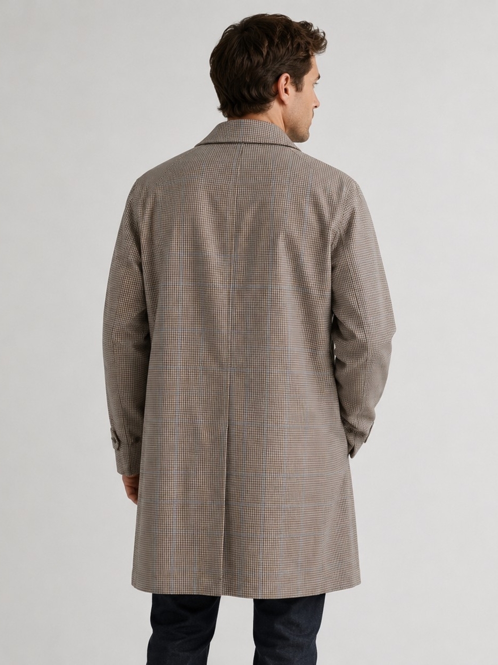 Men's Vintage Houndstooth London Fog Overcoat Size 40 Reg Ivy Academia Preppy - Picture 2 of 8